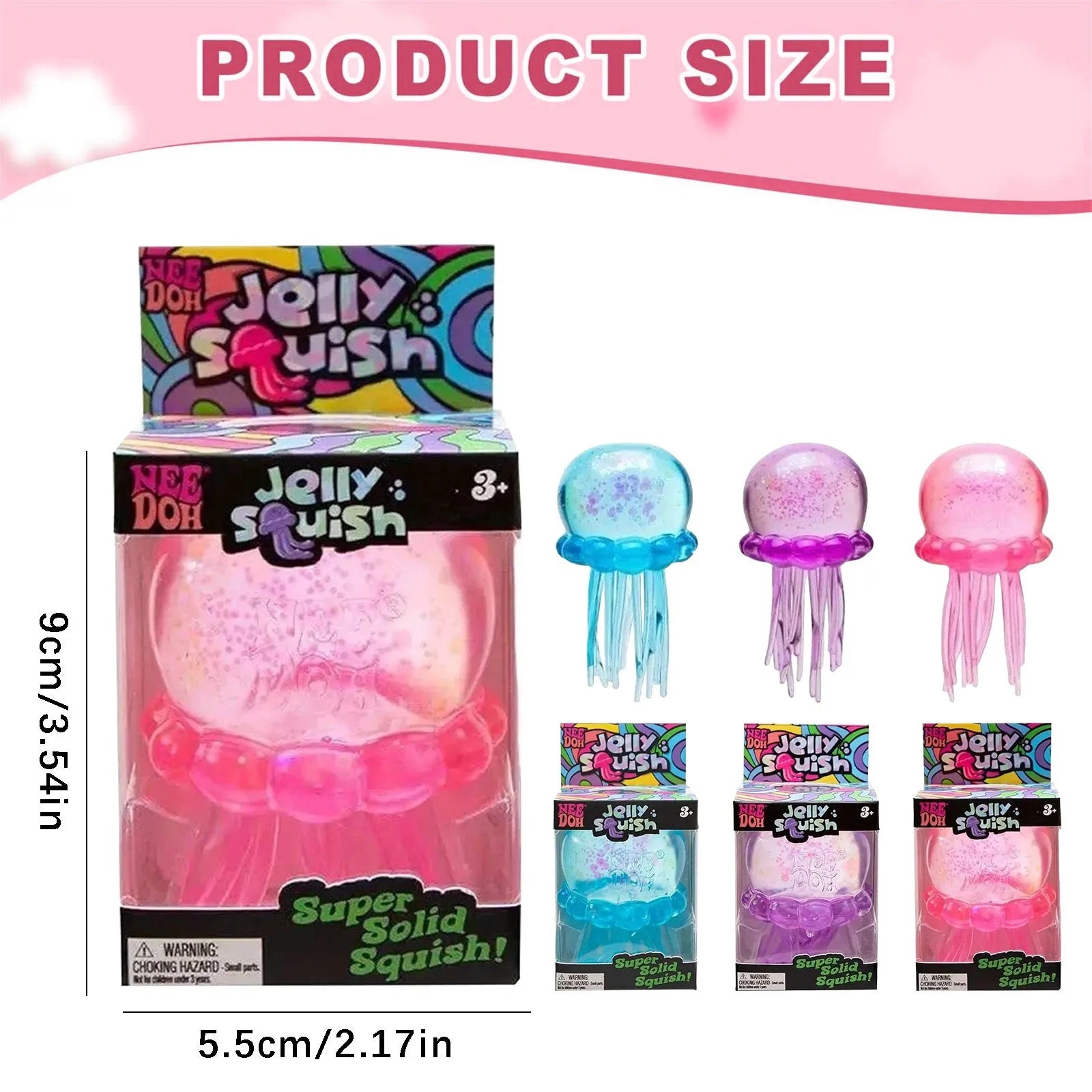 Needoh Squishies Jellyfish  Squish Toy Fidget Toy, Water Sensory Soft Jelly Squeeze Stress Relief Fidget Toy