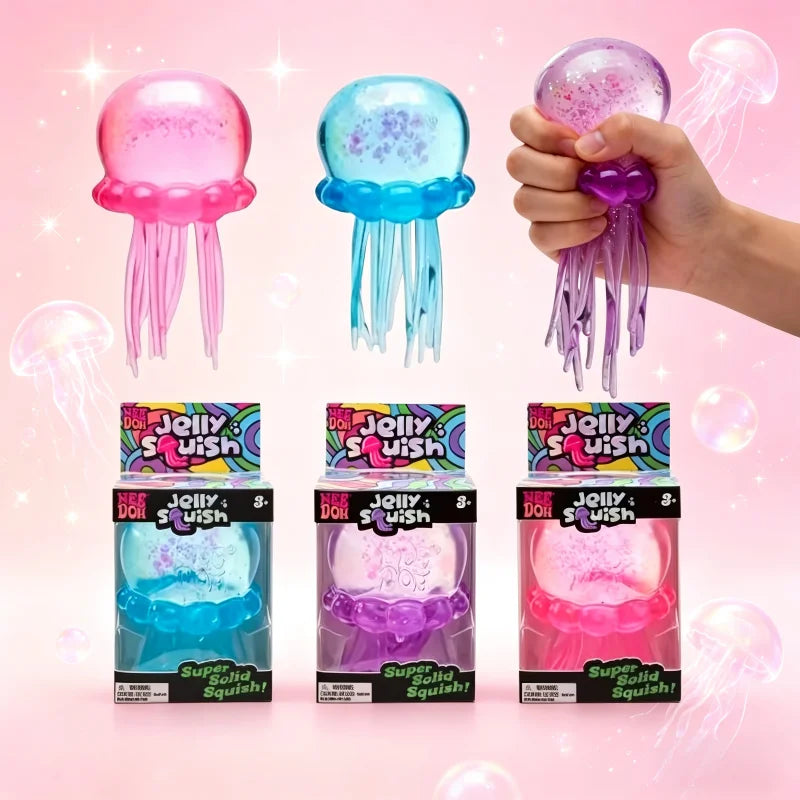 Needoh Squishies Jellyfish  Squish Toy Fidget Toy, Water Sensory Soft Jelly Squeeze Stress Relief Fidget Toy